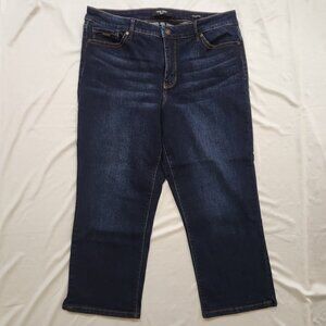 Nine West Jeans Chrystie Capri Size 12 Dark Wash Stretch Denim Slit Hem